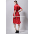 pure color european spring slim waist long silk dresses